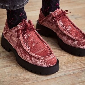 Free People Pink Velvet Loafers Size 8